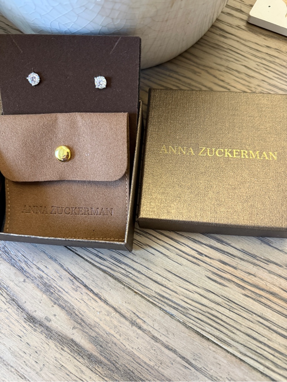 Anna Zuckerman earrings 2 CT Every Day Just Like Diamonds Studs.
1 Carat per ear